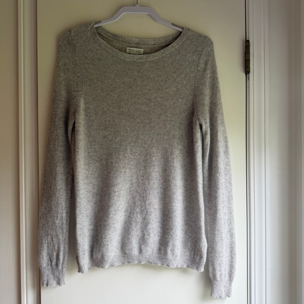 Adrienne Vittadini Womens 100% 2-Ply Cashmere Scoop Neck Sweater Grey Large